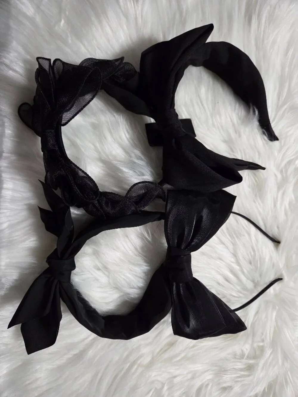 Set of 4 Black Bow Headbands